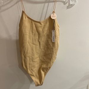 NWT FOREVER 21 seamless nude bodysuit XS/S snap crotch ribbed